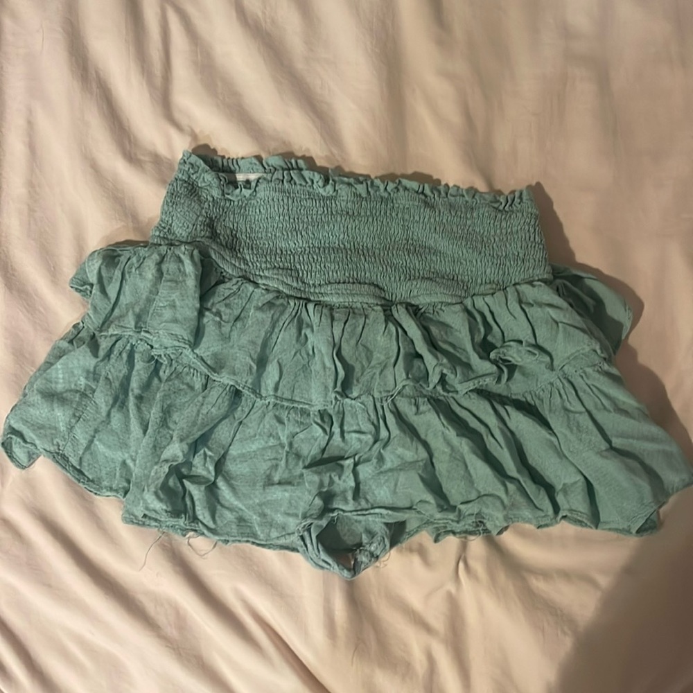 TEAL MUSTARD SEED RUFFLE SKIRT